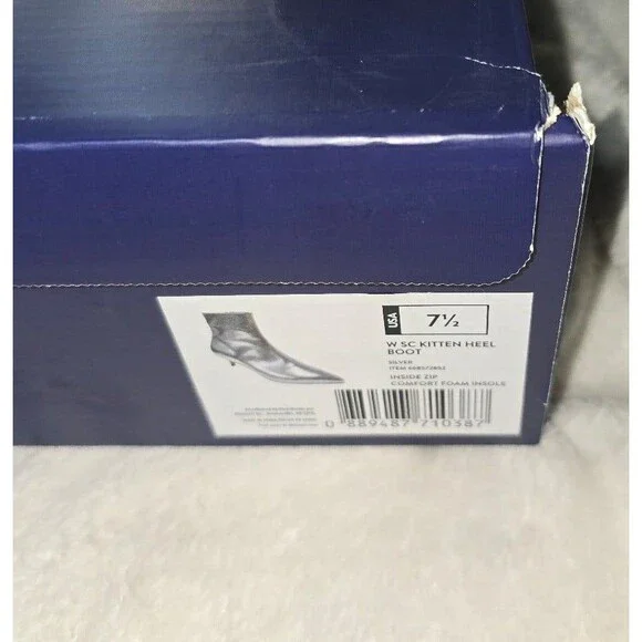 New Scoop Silver Mini Heel Boots sz 7.5 - Picture 2 of 4